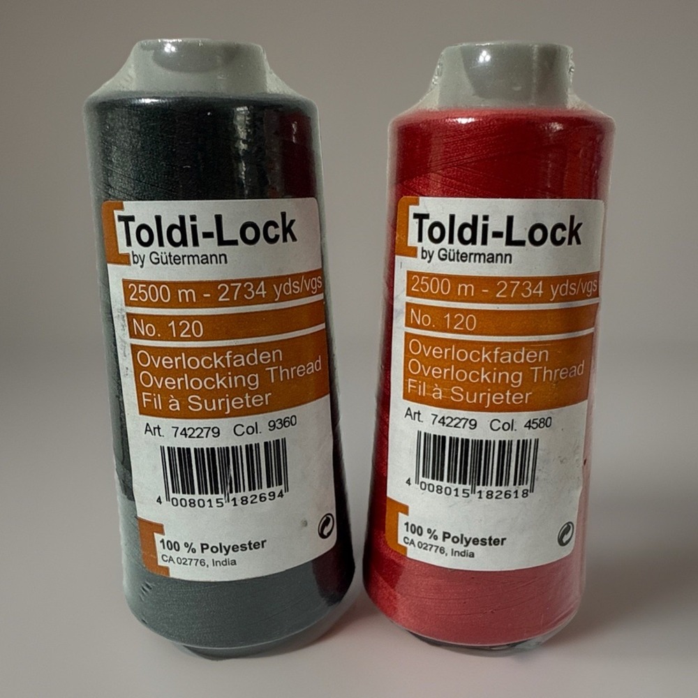Toldi-Lock Gutermann‎ Overlock Thread LOT Of 2 100% Polyester 2734yd 9360 & 4580